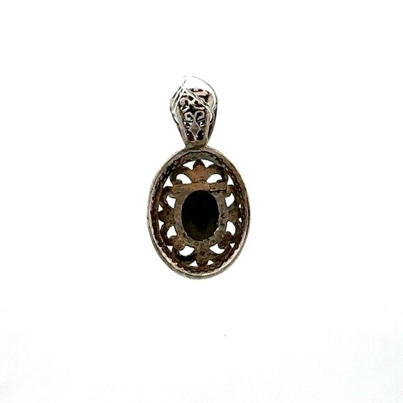 VTG Estate Sterling Silver & Amber Oval Floral Cut Out‎ Pendant! 126 - Picture 3 of 6
